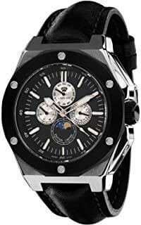 Louis XVI Men's Leather Watch Le Souverain l'argent Noir Swiss Made