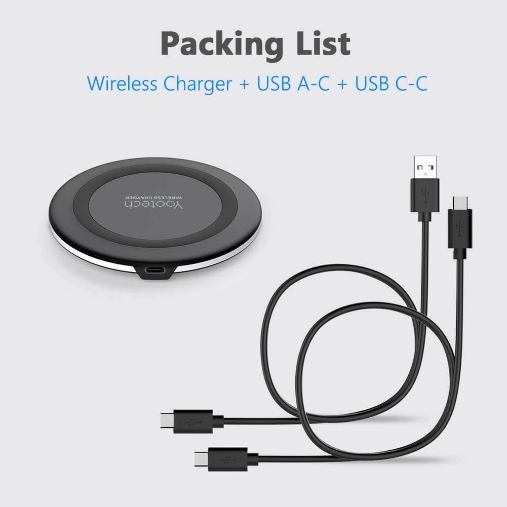 Yootech Wireless Charger, Qi-Certified 10W Max Fast Wireless Charging Pad